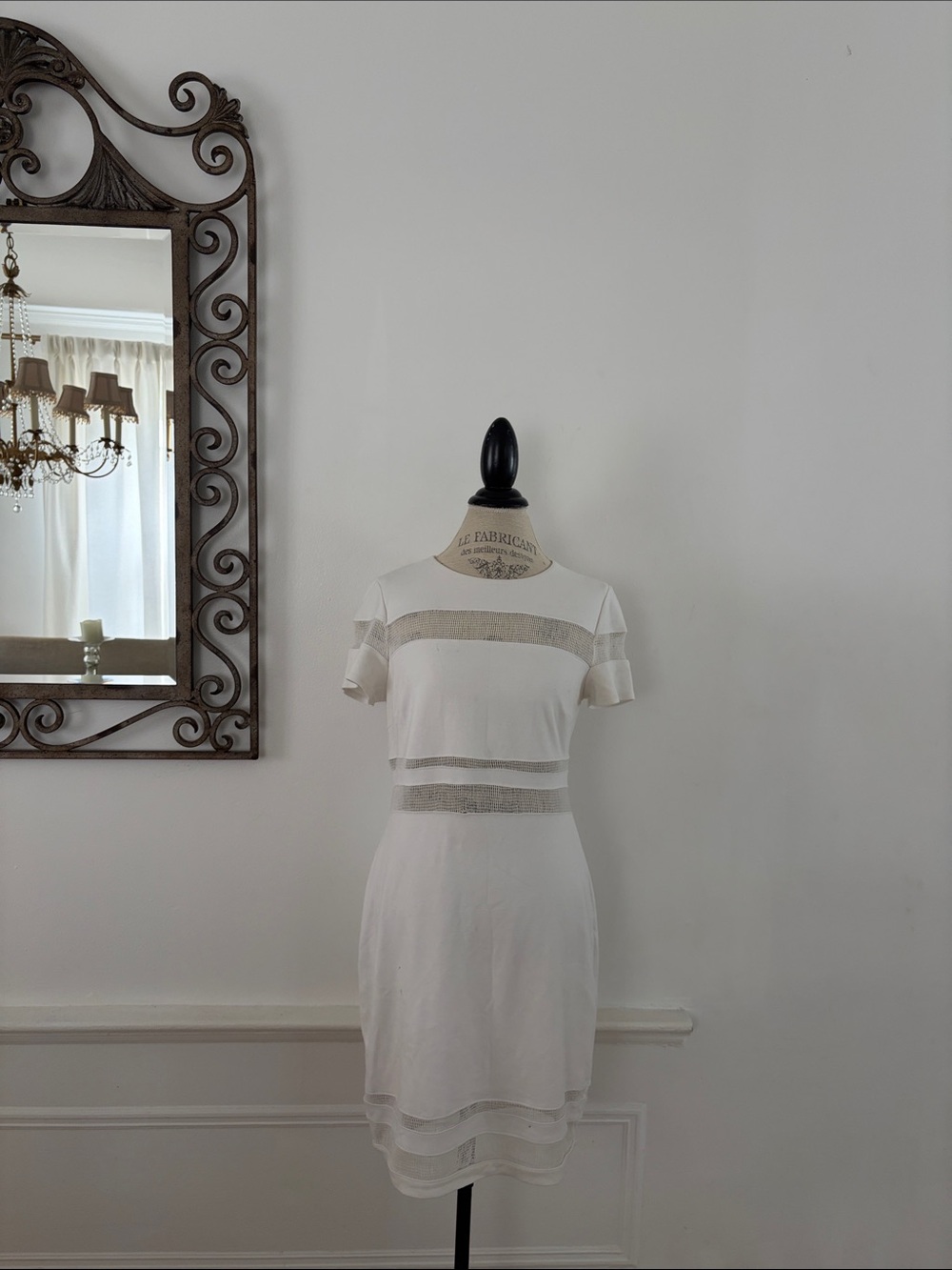 Bailey 44 White Mini Dress with Sheer Stripe Details